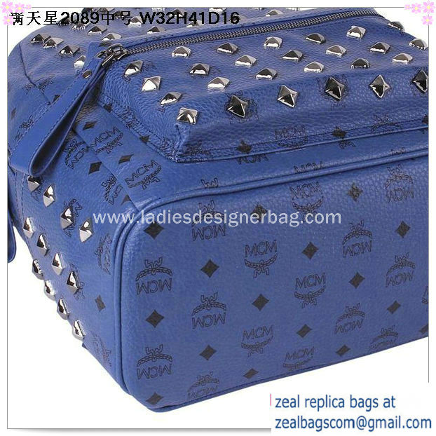 High Quality Replica Hot Sale MCM Stark Studded Medium Backpack MC2089 Royal - Click Image to Close